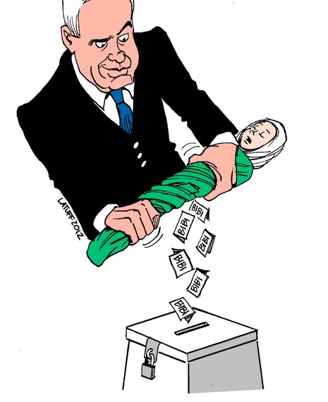 Latruff natenyahu elections cartoon